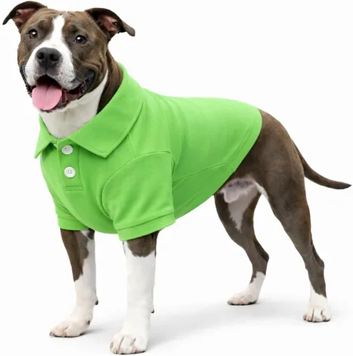 Vista 12 de lovelonglong Polo básico para perro, de algodón de primera calidad, para perros grandes, medianos y pequeños, con cuello de dos botones, color Negro