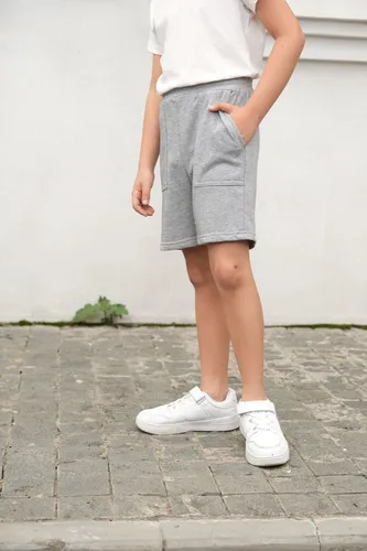 Vista 3 de Coutgo Pantalones cortos deportivos para niños y niñas, pantalones cortos de entrenamiento con bolsillos de 5 a 14 años