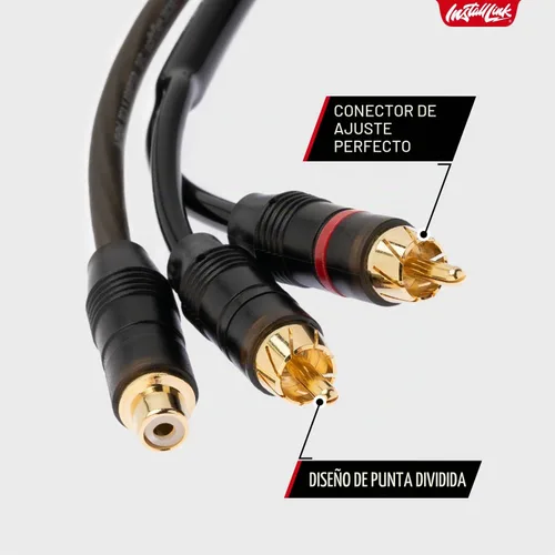Vista 3 de Install Link - Cable de audio RCA para subwoofer o cable estéreo, adaptador en Y 1-hembra a 2-macho divisor, paquete de 2 Pure OFC Copper, 1ft