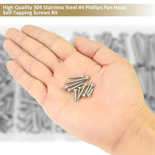 Vista 6 de 212 Piezas #4 x 3/8" 1/2" 5/8" 3/4" 1" Tornillos autorroscantes de cabeza avellanada Phillips, Juego de surtido de tornillos para madera, acero