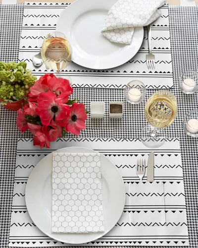 Vista 3 de Juego de 4 manteles individuales bohemios para mesa de comedor, tela de lino de algodón con bolsillo, arpillera cuadrada, rectangular, redonda