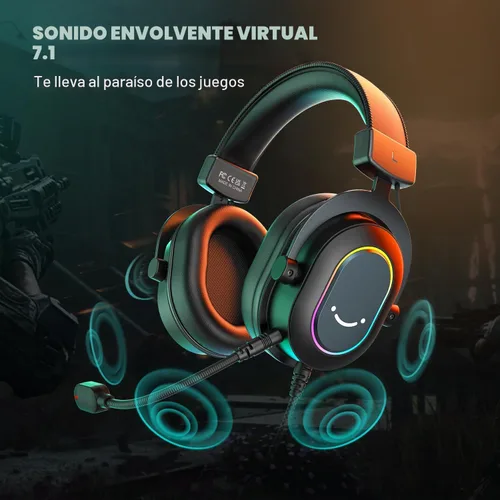 Vista 2 de FIFINE AmpliGame H6 Auriculares USB con cable para juegos con RGB dinámico Negro