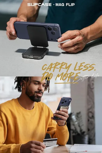 Vista 8 de SUPCASE para cartera MagSafe con soporte, cartera magnética para hombres, [contiene 5 tarjetas] [soporte ajustable] [bloqueo RFID] soporte