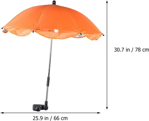 Vista 2 de Kisangel Silla ajustable portátil naranja con paraguas de clip desmontable para protección solar