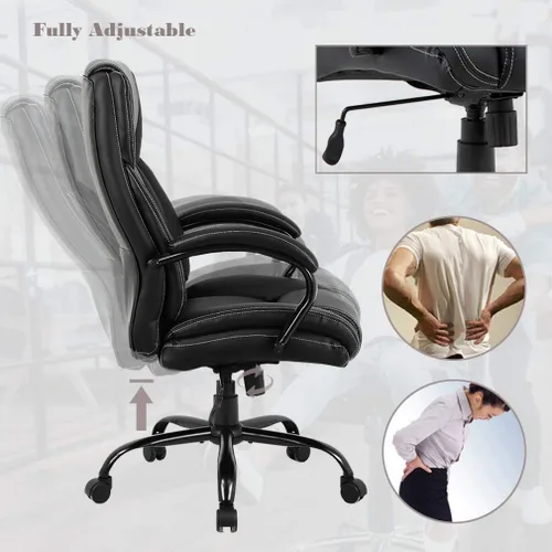Vista 4 de Silla ejecutiva de oficina ejecutiva grande y alta, de 500 libras, silla de escritorio para computadora, ergonómica, respaldo alto, silla ejecutiva