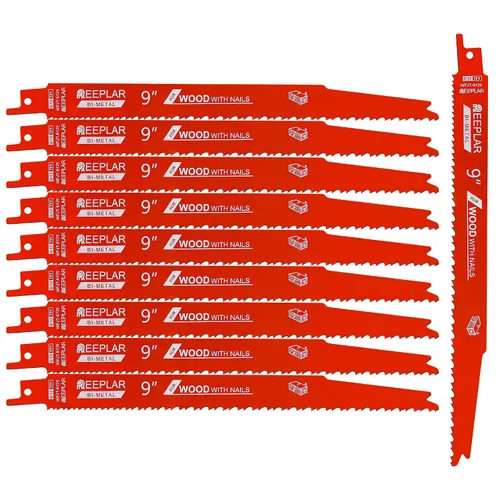 Vista 10 de Paquete de 10 hojas de sierra recíproca de 6 pulgadas 6/12 TPI para madera con clavos incrustados, hojas bimetálicas para cortar montantes y clavos