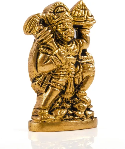Vista 6 de Hanuman Pooja Murti - Estatua de ídolo de latón de Dios Señor, escultura religiosa espiritual, estatua antigua india, decoración para la entrada