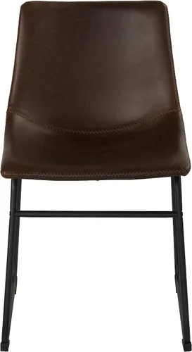 Vista 8 de Cortesi Home Casablanca - Silla de comedor de piel sintética marrón envejecida (juego de 2)