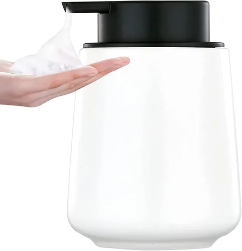Vista 18 de Dispensador de jabón de manos de espuma de 12 onzas, dispensador de jabón espumoso negro para baño con bomba fácil de presionar, dispensador