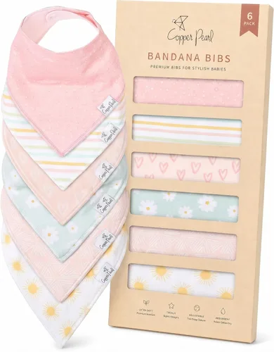 Vista 35 de Copper Pearl Baberos tipo bandana para bebé, paquete de 4 baberos de algodón suave para babear y dentición, absorbentes, ajuste ajustable, muchos