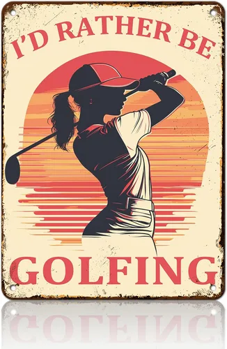 Vista 21 de Golf Girl Metal Tin Sign Golf Metal Poster Never Underestimate A Lady Who Plays Golf Funny Vintage Tin Sign Wall Plaque Poster 12x16inch