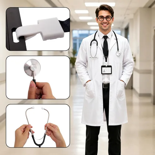 Vista 7 de 3 piezas de accesorios médicos estetoscopio gafas titular de la tarjeta