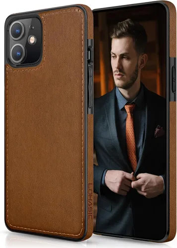 Vista 8 de LOHASIC Funda para iPhone 12/12 Pro para hombre, cuero de lujo, delgada, clásica, agarre suave, a prueba de golpes, protección de cuerpo completo
