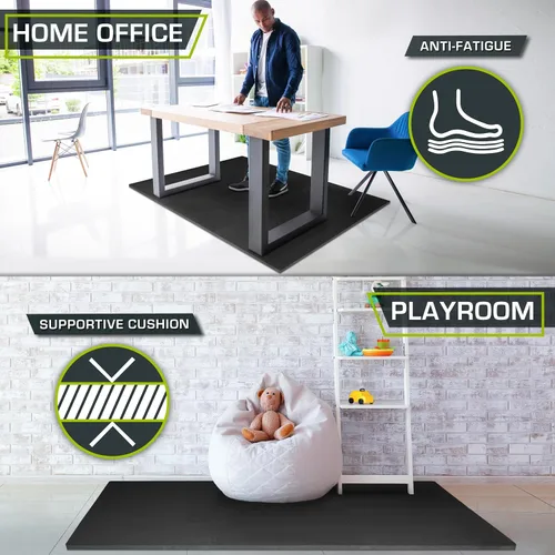 Vista 5 de ProsourceFit - Tapete de ejercicio extra grueso, azulejos entrelazados de espuma EVA para protección, suelo de entrenamiento acolchado, negro, 1