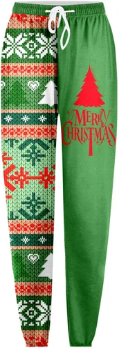 Vista 5 de DSODAN Pantalones deportivos de Navidad para mujer, con parte inferior de cincha, cintura alta, para deportes, gimnasio, pantalones deportivos