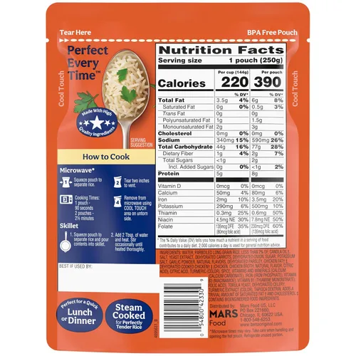 Vista 2 de BEN'S ORIGINAL Arroz listo con sabor a pollo asado, guarnición fácil para la cena, 8.8 oz sobre (paquete de 12)