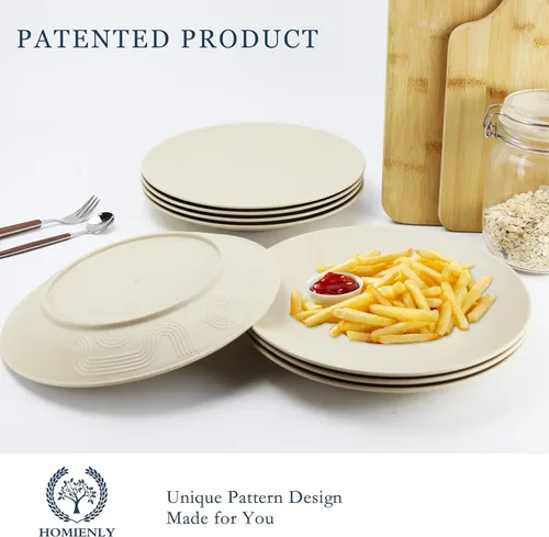 Vista 6 de Homiely Juego de 8 Platos para Cena - Paja de Trigo, Apto para Microondas y Lavavajillas, Irrompible, Platos para Niños