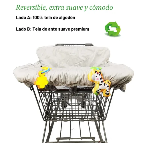Vista 6 de Funda para carrito de compras, cubierta de carrito para bebés, Funda acolchada para silla alta, cojín de asiento reversible dividido, bolsa