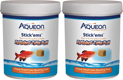 Vista 15 de Aqueon Stick'ems - Golosinas de pescado para mascotas liofilizadas que aumentan el color, 0.42 onzas