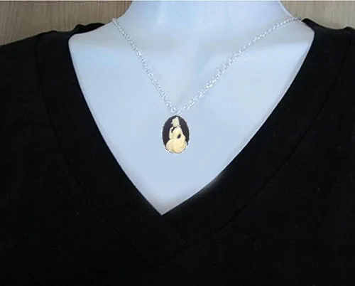 Vista 2 de Black Vintage Style Cameo Necklace, Victorian Lady, 25x18mm (#1)