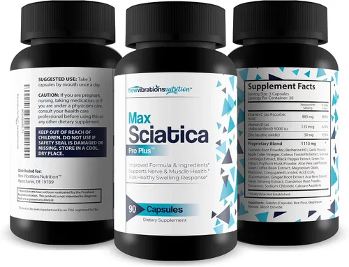 Vista 4 de Max Sciatica Pro Plus - Nuestro mejor suplemento de alivio del nervio ciático para el apoyo completo del sistema nervioso - Fabricado con cúrcuma