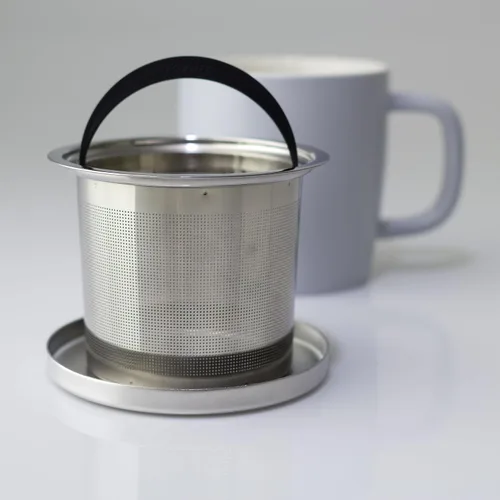 Vista 3 de FORLIFE Taza de preparación con acabado satinado de rocío con infusor de cesta y tapa de acero inoxidable, 11 onzas (niebla de lavanda)
