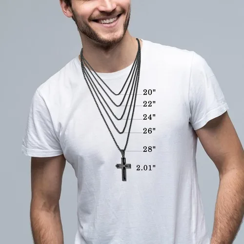 Vista 6 de YL Collar de cruz para hombre de acero inoxidable 316L con dije grande de Jesucristo blancooronegro para joyería Rolo de 20 pulgadas 22 pulgadas 24