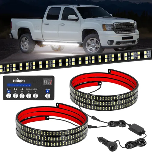 Vista 22 de Nilight 2 piezas de 24 pulgadas de tira de luces estroboscópicas para parrilla de camiones, 384 LED, luz de emergencia ámbar, flexible, intermitente