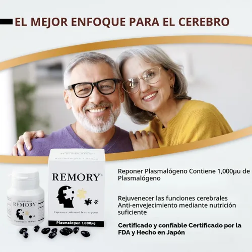 Vista 3 de Suplemento de Plasmalógeno REMORY de Ascidia de Mar - Suplemento para la Salud Cerebral - Suministro de 30 Días
