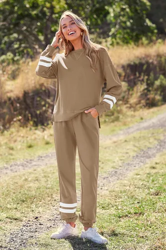 Vista 125 de Prettygarden - Conjunto de pijama de dos piezas para mujer, diseño de teñido anudado, sudadera informal de manga larga con pantalones largos, ropa