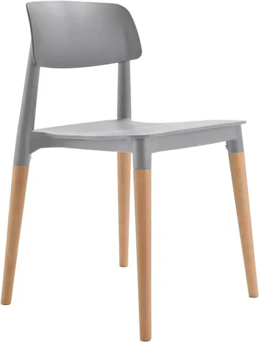 Vista 4 de Bel Dining Bistro Cafe Style - Juego de 2 sillas auxiliares minimalistas modernas (gris)
