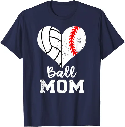 Vista 29 de Ball Mom Heart Funny Baseball Voleibol Mom - Camiseta para mamá, Negro, S