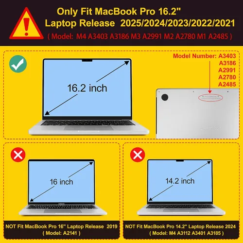 Vista 2 de May Chen Compatible con M4 MacBook Pro de 16 pulgadas A3403 Max A3186, M3 A2991 M2 A2780 M1 A2485 Pro Max versión 2024-2021, carcasa rígida