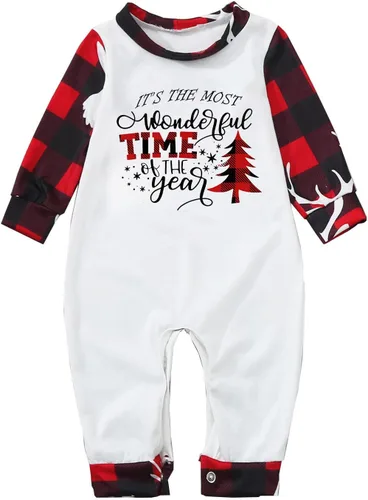 Vista 6 de Pijamas de Navidad para la familia, conjunto de pijamas a juego divertido de Navidad, ropa de descanso de manga larga a cuadros para mujeres