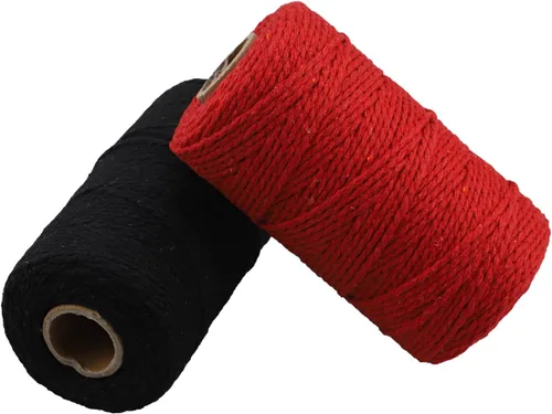Vista 13 de Carrete de hilo de algodón de 656 pies de 10 capas, cuerda para manualidades y envoltura de regalos (negro)