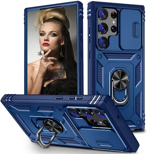 Vista 21 de Funda para Samsung Galaxy Note 20 Ultra 5G con ranura para tarjetero de cámara deslizante, grado militar, resistente, a prueba de golpes, funda