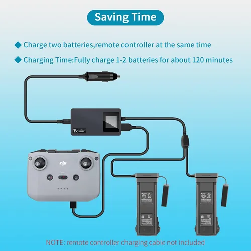 Vista 2 de Hanatora Cargador de batería LCD para DJI Mavic 3/Classic/Pro/Cine/Enterprise Drone, carga de 12 V (1 USB + 2 baterías) Accesorios de concentrador