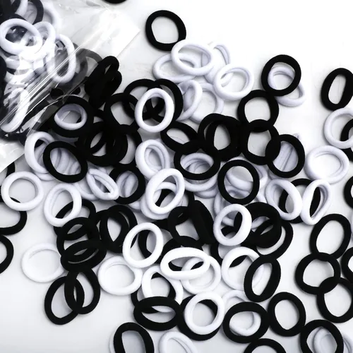 Vista 8 de 200 PCS Bandas Negras para Cabello de Bebé – Mini Ligas Sin Costuras para Cabello de Niños Pequeños – Suaves Sujetadores de Cola de Caballo