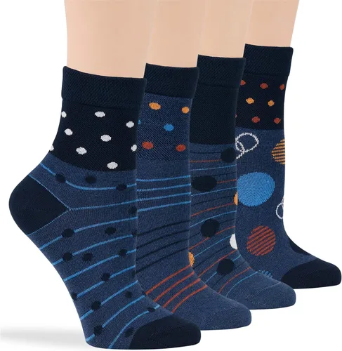 Vista 24 de 7BIGSTARS KINGDOM Women's Cotton Quarter Non-Binding Diabetic Fashion Socks-L-M-4 Pack-Multicolor