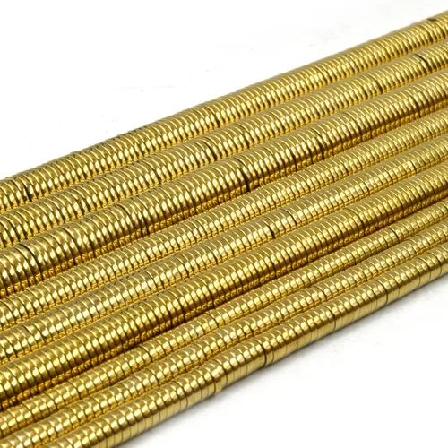 Vista 3 de Cuentas Heishi de hematita Cuentas de hematita heishi chapadas en metal natural liso 0.315 in Oro dorado 0.315 in