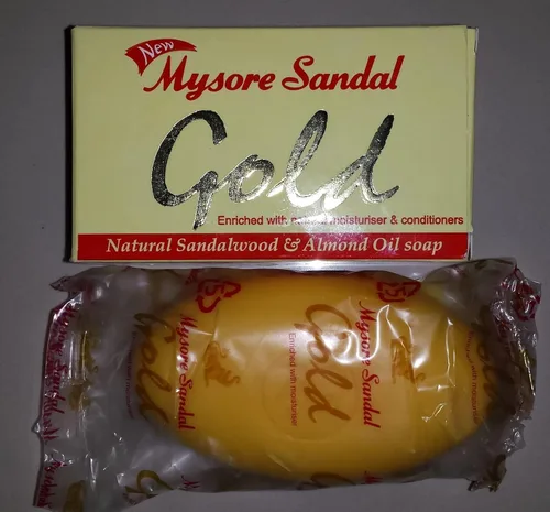 Vista 4 de Mysore Jabón dorado para sandalias, 4.41 oz por unidad (paquete de 4) – Jabón de sándalo más puro – Jabón de grado 1 – TFM 80% – Adecuado para todo