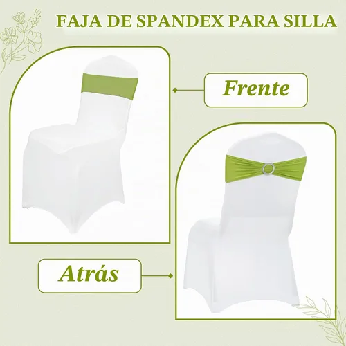 Vista 4 de MDS Paquete de 10 bandas de elastano para silla de boda y evento, color Manzana Verde