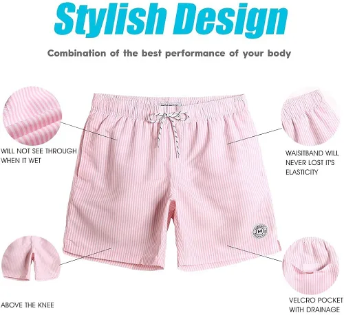 Vista 4 de maamgic Mens Quick Dry Stretch Short Boardshorts Flamingo Swim Trunks