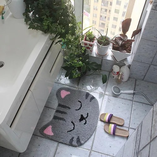 Vista 3 de Alfombra de baño de microfibra novedosa para baño (gris, 50 23.6 in)