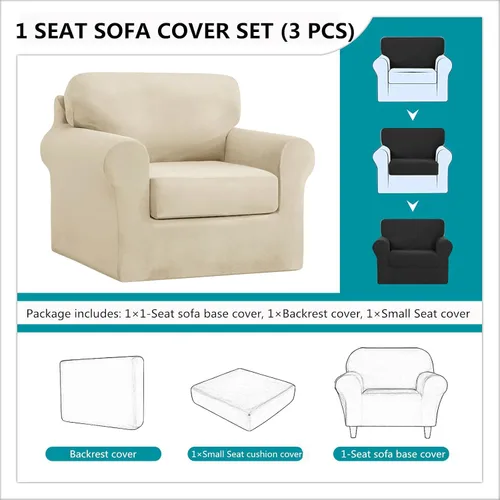 Vista 3 de Funda de sofá con fundas de cojín de asiento separadas y fundas de respaldo, fundas elásticas para sofá, fundas protectoras de terciopelo