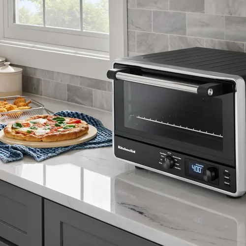 Vista 6 de KitchenAid Horno de encimera digital con freír aire y piedra para pizza, KCO128BM, negro mate