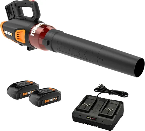 Vista 7 de WORX WG584.9 - Soplador de hojas inalámbrico de 40 V, soplador eléctrico para el cuidado del césped con motor sin escobillas, 2 baterías y cargador