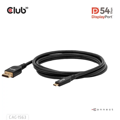 Vista 5 de Club 3D Cable USB tipo C CAC-1563 a mínimo DP 2.1 Cable certificado VESA DP54 bidireccional M/M 6.6 ft/6.56 pies