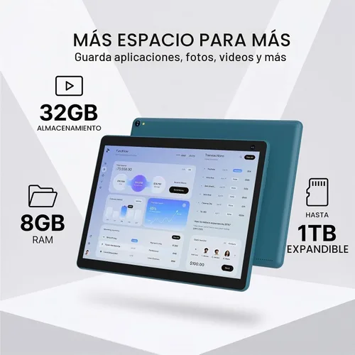 Vista 4 de Aheadlink - Tablet Android 16, tabletas 2 en 1 de 10 pulgadas con teclado, 8 GB de RAM 32 GB ROM 1 TB expandir, CPU de cuatro núcleos, WiFi 5G 6