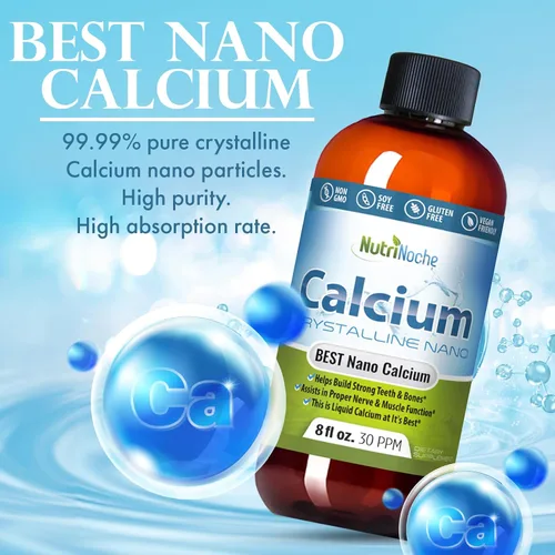 Vista 3 de NutriNoche Suplemento líquido de calcio – 99.99% nano calcio cristalino ultra puro para mujeres, hombres y niños – Alternativa a citrato de calcio